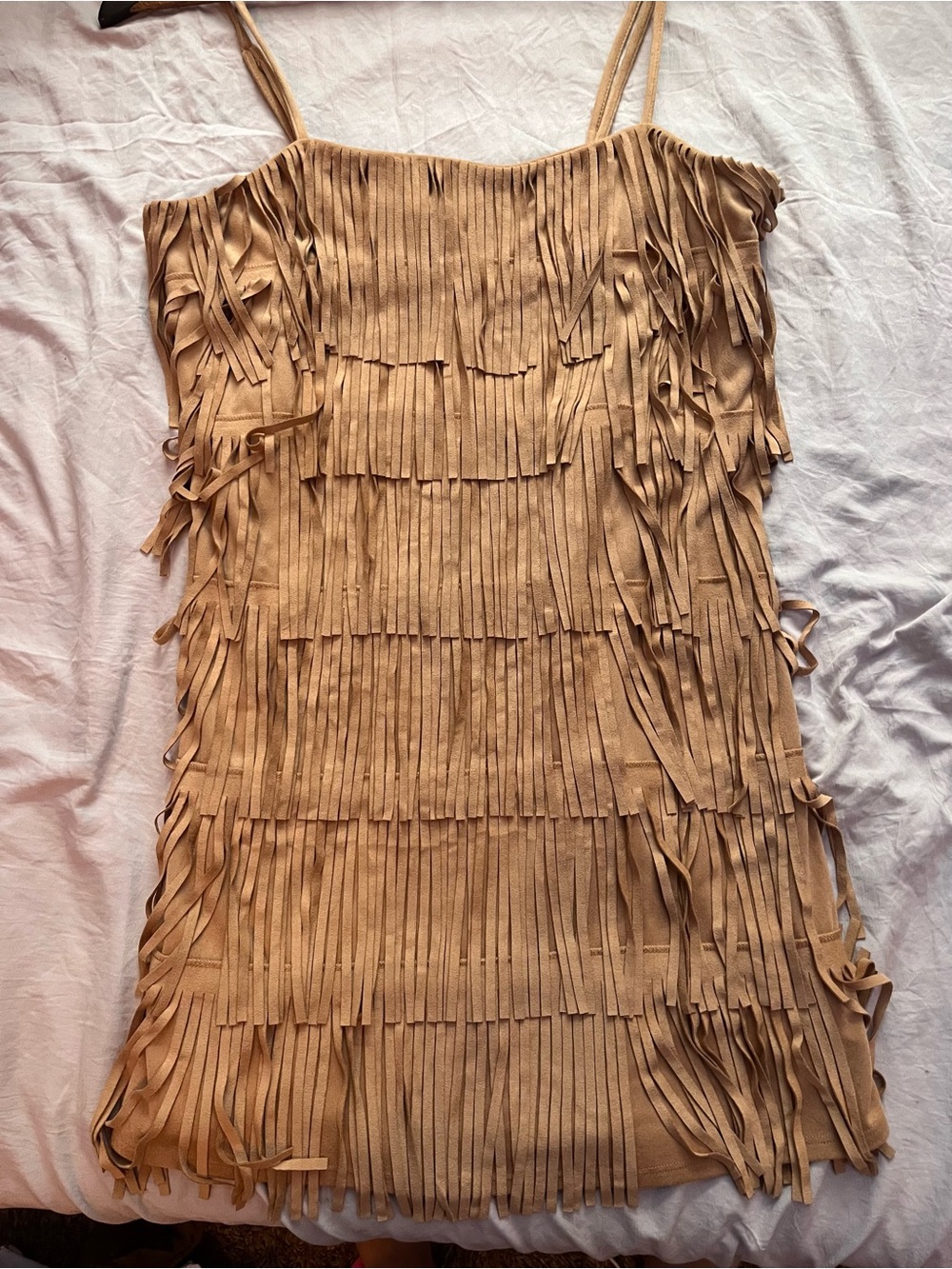 Trixxi Tan Fringe Mini Dress
